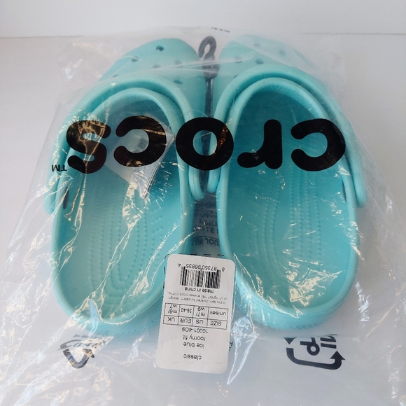 โจ SOLD! โจ NWT Crocs Aqua Blue Classic Clogs Sz Women's 9 / Men's 7 - Picture 10 of 13
